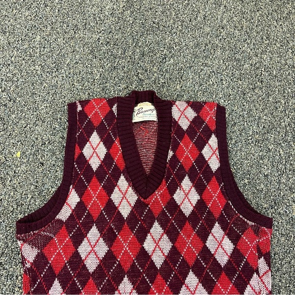 Vintage 50s Bancroft 100% Virgin Wool Argyle Print Sweater Vest READ DESCRIPTION - Picture 3 of 14